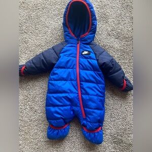 Nike Baby Blue and Red One Piece Snowsuit